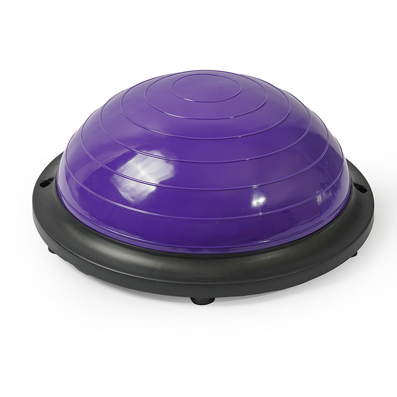 Rose red half dome balance trainer, ribbed crown and dimpled black base underside