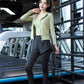 Front view of matching activewear set on a fit model