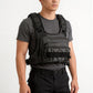 Front view of the hydration chest rig showing the zipped main pocket and bungee laced pocket