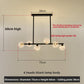 Black pendant light with six starry glass shades and a 5 W LED string, 75 cm across and 60 cm high, 3-color LED option