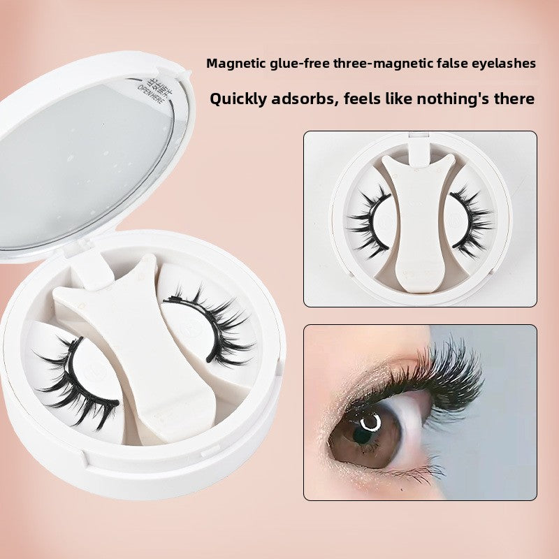Close up of the magnetic false eyelash band and tiny magnets