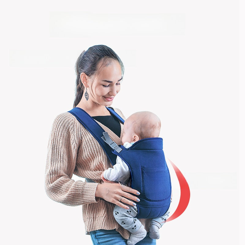 Multifunctional adjustable baby carrier front view showing padded straps
