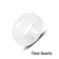 Clear quartz stone ring carved solid on a white background
