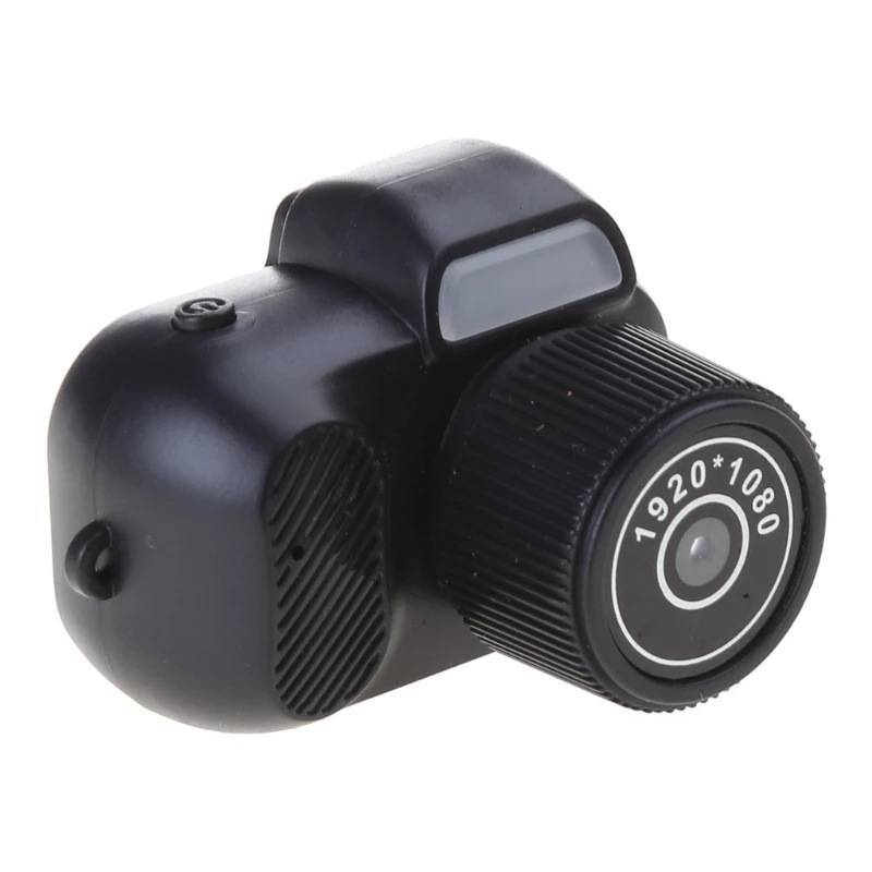 Reflex shaped mini digital camera in black on a plain white background