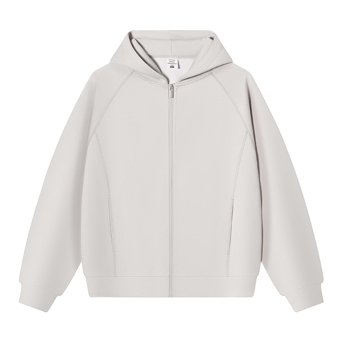 Light grey zip-up hoodie with tonal stitching and a matching zip, size 3XL option