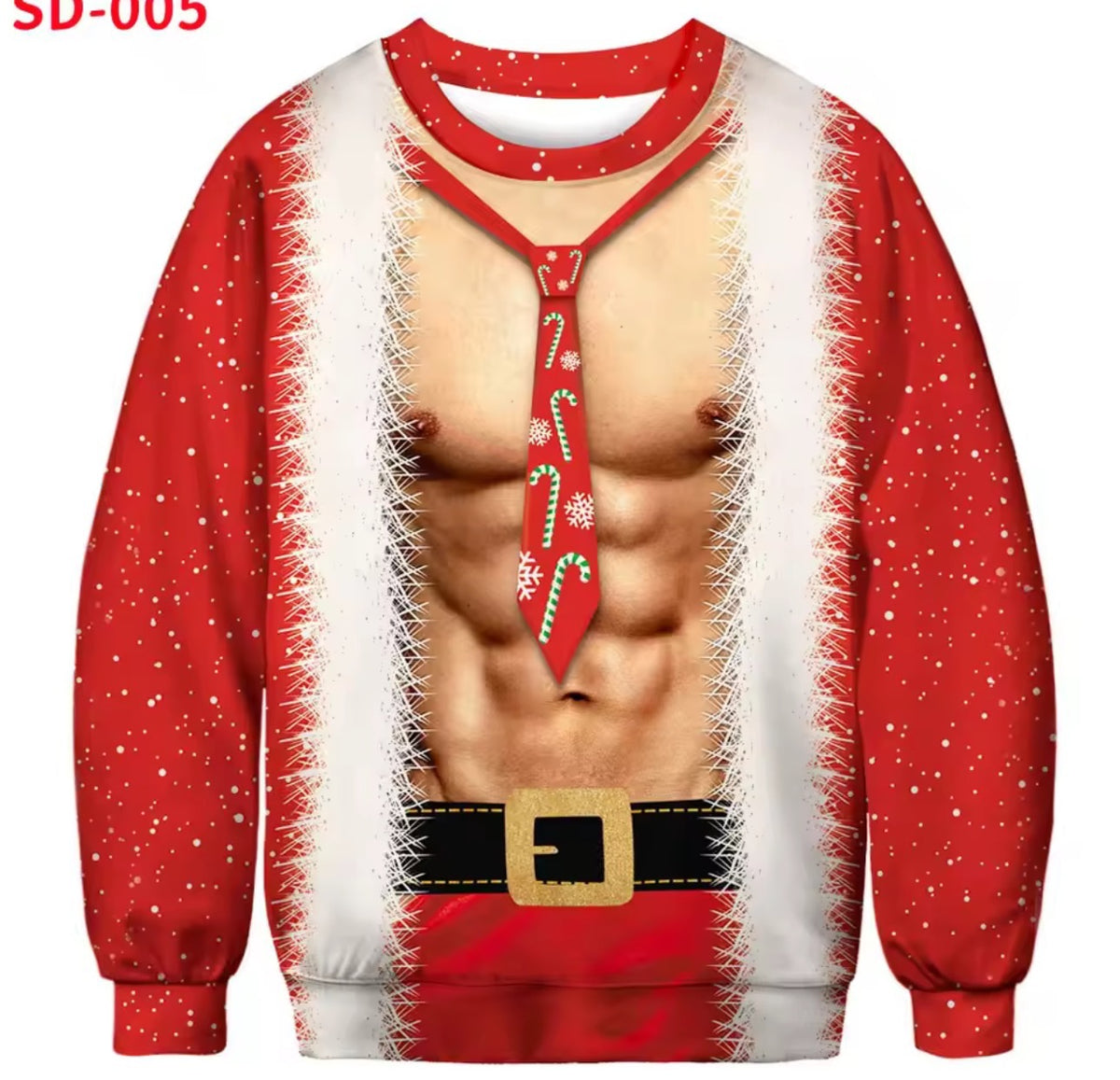 All over print ugly Christmas crew neck sweatshirt in polyester, one of eight festive designs