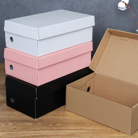 Corrugated Cardboard Shoe Box with Lid, 28.5 x 18 x 10 cm