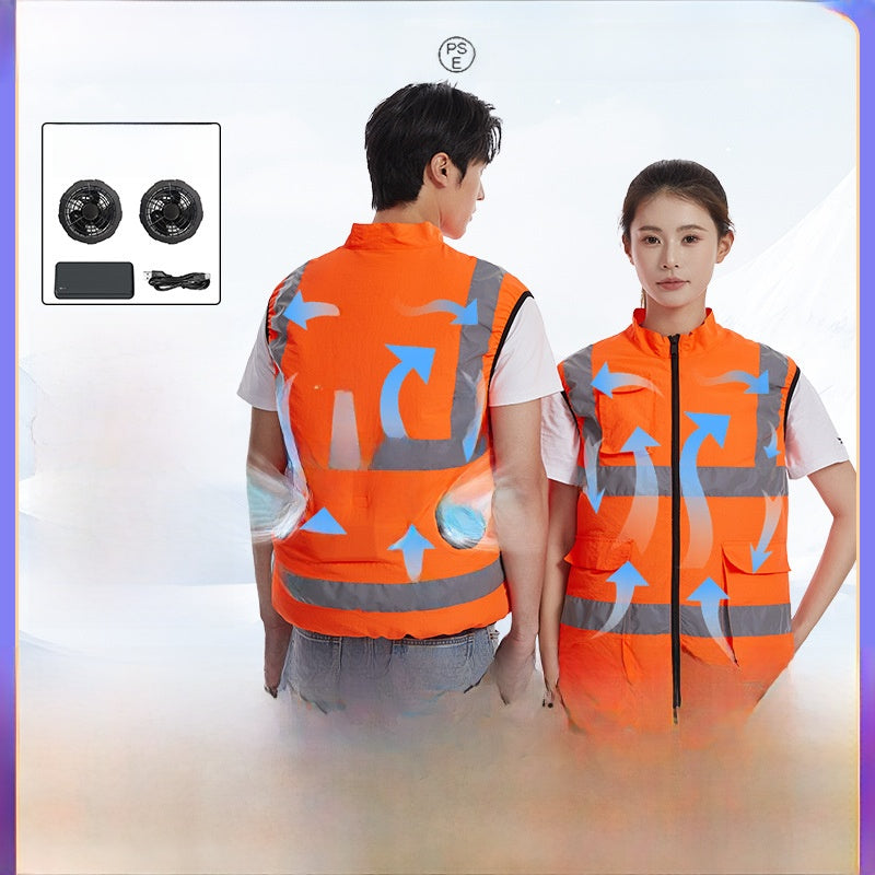 Men's Summer Cooling Fan Vest Reflective Work Vest