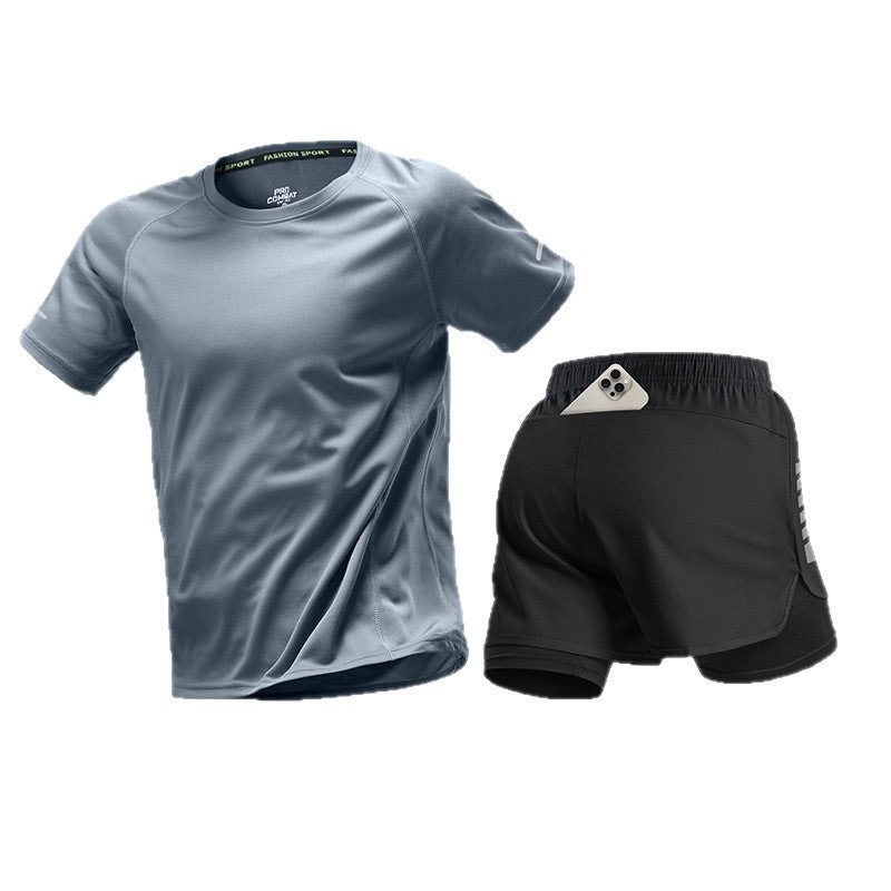 Man wearing the quick-dry running set during a run