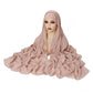 Blush nude modal rayon hijab scarf draped over a mannequin with a fitted stretch cotton undercap