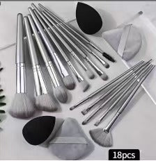 13 piece makeup brush set, complete brush set with puff, sponge and pouch