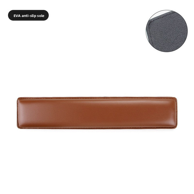 Light gray memory foam wrist rest mouse pad with stitched edges