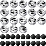 Set of 18 round aluminum dog scent training canisters with 18 black magnets