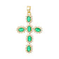 Paved cubic zirconia cross pendant necklace laid flat on a light background