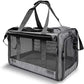 Grey Oxford soft cat carrier with mesh windows, top zip and shoulder strap