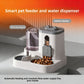 Spec image of the pet feeder listing a 1600ml food hopper and an 800ml water dispenser