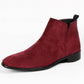 Suede burgundy variant, size 42: burgundy suede ankle boot with a low heel on white