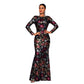 Elegant Sequin Long Sleeve Evening Dress