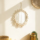 Close detail of the handwoven fibre frame and hanging tassel fringe