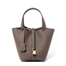 Leather Bucket Tote Bag