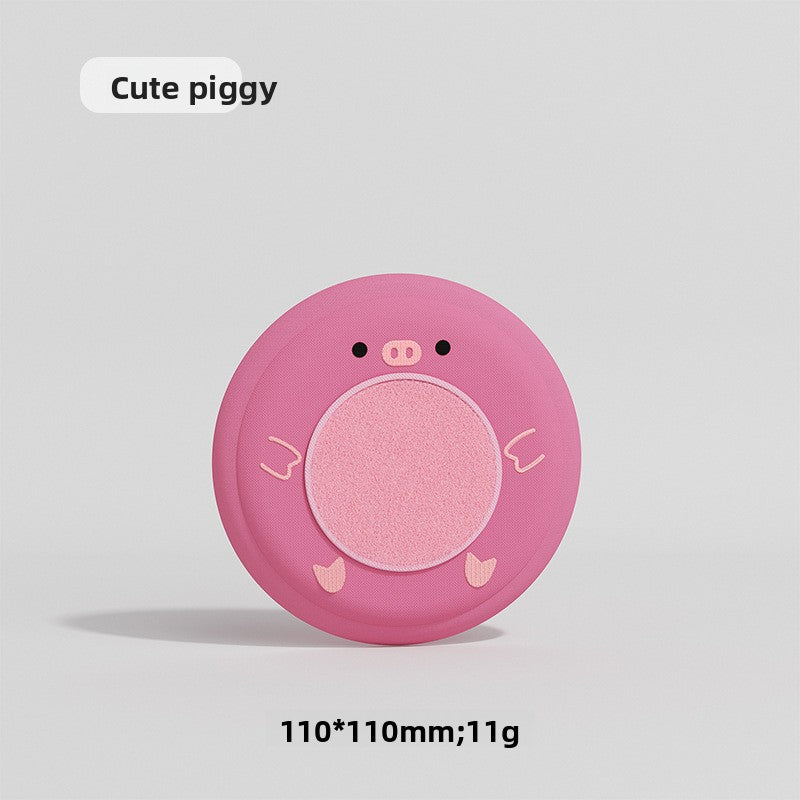 Pink pig soft flying disc dog toy with maker size panel 110 mm and 11 g