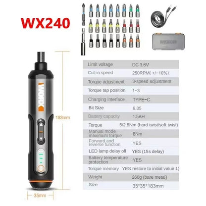 4V Electrical Screwdrivers Set WX242 Portable Smart Cordless Power Screw Driver Mini Electric Drill Home Repair Power Tool