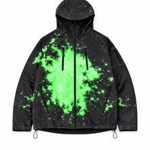 Mens Black Hooded Zip Jacket with Splash Ink Print