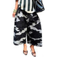 Black, white and gray camouflage wide-leg pants, Black and white option, size S