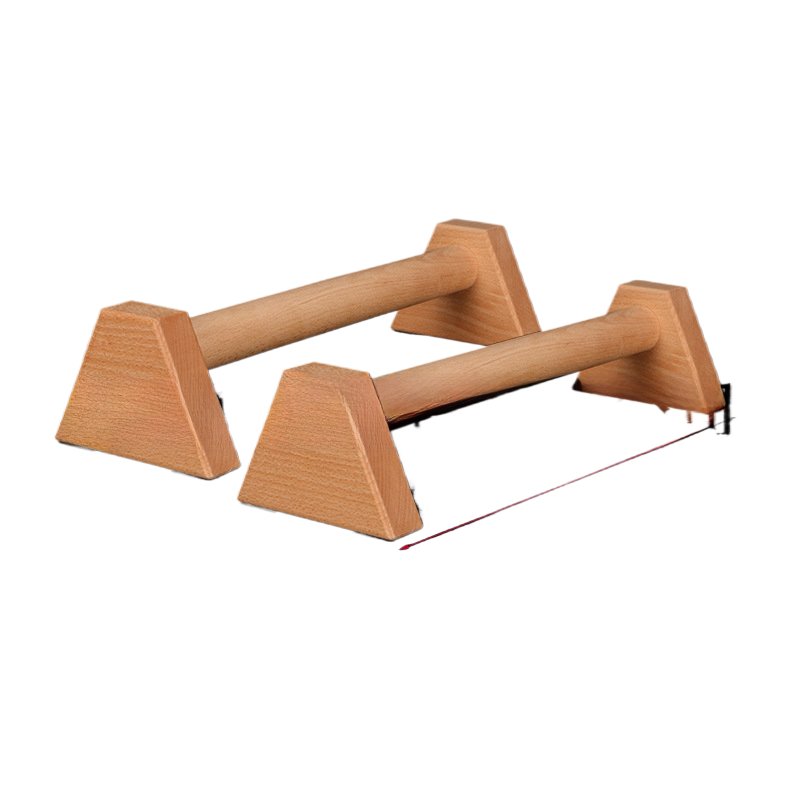 Four sided beech push up bars with a length marker drawn along the lower bar