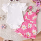 Girls Cotton Printed Top and Overalls Two-Piece Set