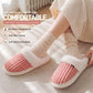 Warm plush house slipper with faux fur band and molded anti slip EVA sole