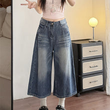 Womens Wide-Leg Cropped Denim Jeans