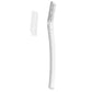 Frosted transparent eyebrow razor with its clear protective cap beside it on a white background