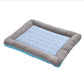 Sky blue pet cooling mat laid flat showing the smooth ice silk surface