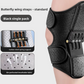 Black perforated knee wrap worn on a leg, single pack, with maker callout insets