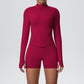Matching high waist ribbed shorts from the two piece seamless activewear set
