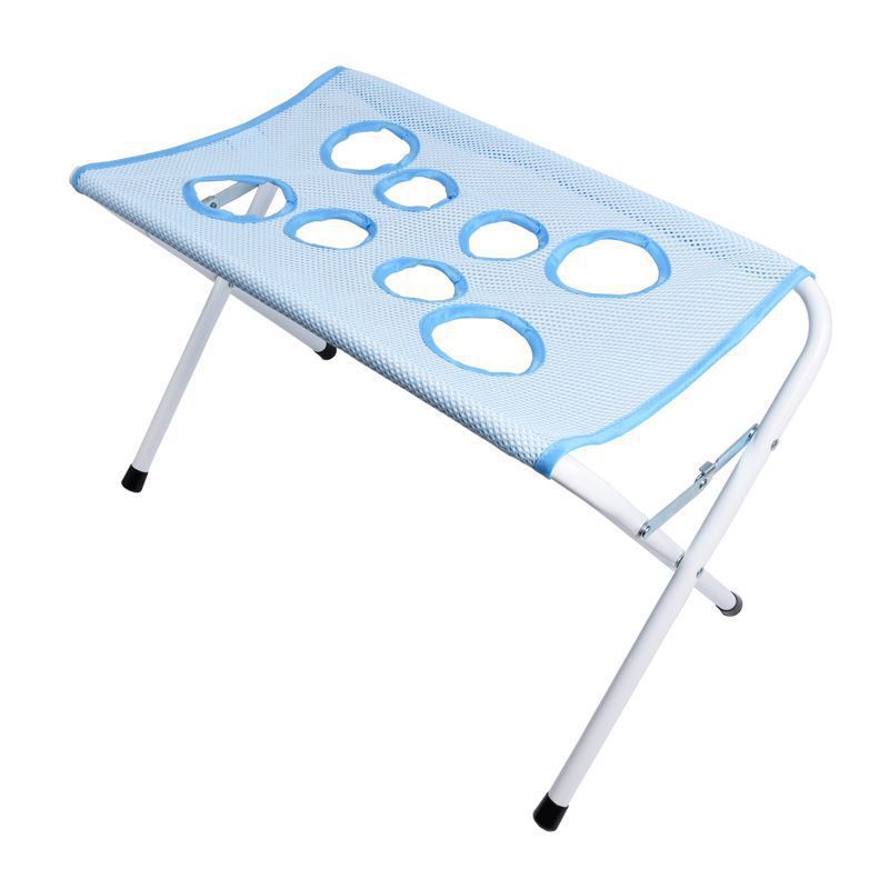 Foldable pet grooming stand, blue folding grooming stand with mesh top