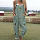 Womens digital print overall jumpsuit with adjustable button shoulder straps