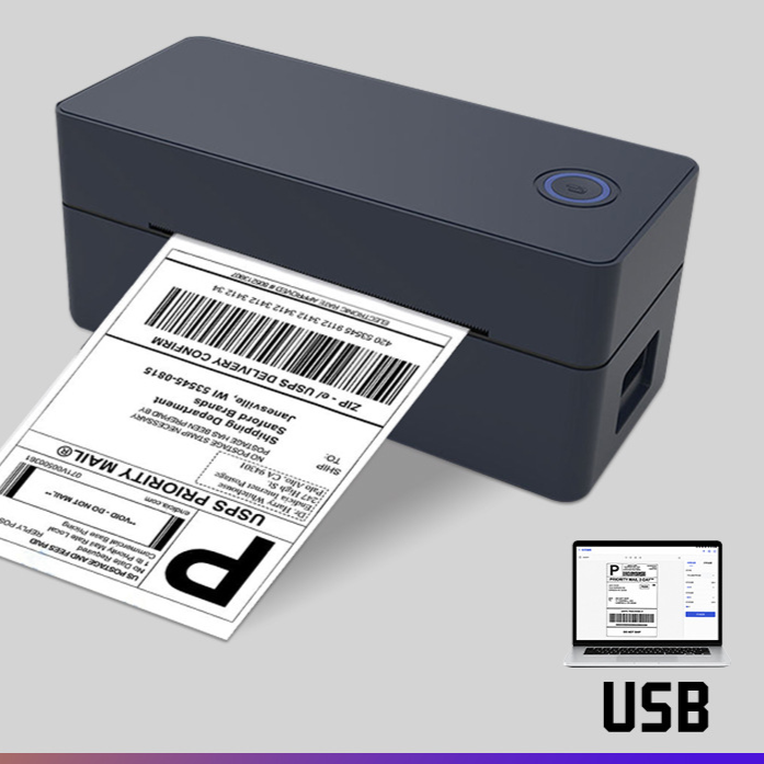 Thermal label printer printing a label wirelessly from a phone