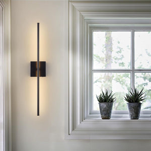 Side profile of the cordless linear wall lamp showing its magnetic square base