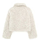 Cream lamb look fleece jacket for women with toggle front and relaxed cropped cut