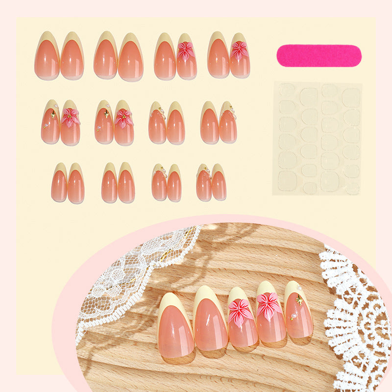 Press on nail set with adhesive jelly tabs and buffing file laid out