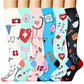 Knee high compression cycling socks with a ribbed cuff and textured sole