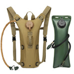 Three color variants of the hydration backpack stood in a row