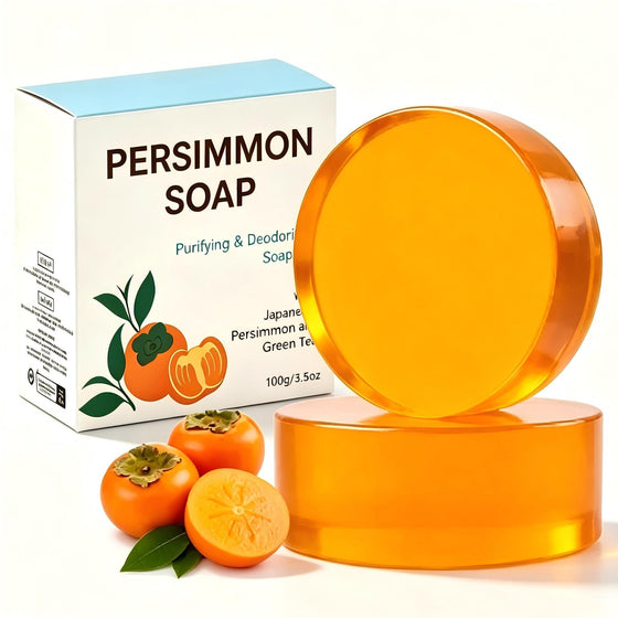 Deodorizing Persimmon Soap Bar with Green Tea, 100 g Round