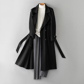 Double Breasted Double Faced Wool Coat, Belted