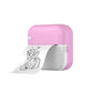 Pink thermal printer feeding a printed pony line drawing from its side slot, M3 pink option