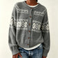 Gray Fair Isle cardigan with off-white snowflake pattern, front view for the size XL option