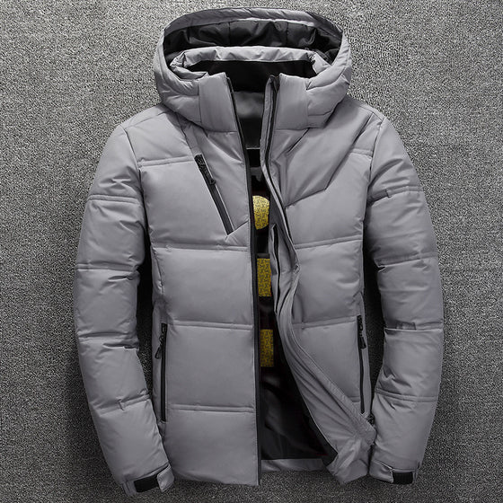 Mens Winter Quilted Hooded Puffer Jacket, Slim Fit