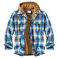 Sleeve and cuff detail of the plaid hooded quilted jacket